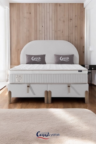 Bohem Çift Kişilik Konfor Seti Pocket Yaylı Yatak + Sandıklı Baza + Başlık 150 x 200