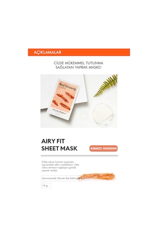Missha Kırmızı Ginsengli Canlandırıcı Yaprak Maske 1 Adet Airy Fit Sheet Mask Red Ginseng