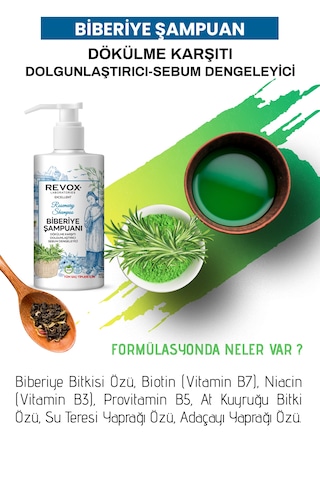 Revox Biberiye Özlü Dökülme Karşıtı Şampuan 400 ML + Biberiye Tonik 200 ML