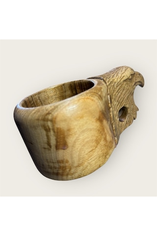 Ahşap El Oyması Kartal Figür Kuksa. Ölçü: 17 10x8 Cm