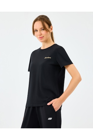 Skechers W Light Fabric T-shirt Kadın Siyah Tshirt S2520239-3817 Siyah