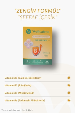 B Well Compound B1 B2 B3 B6 Vitaminleri İçeren 90 Tablet