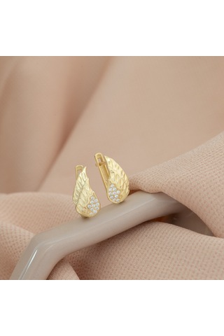 Dkmn Gümüş Taşlı Melek Kanadı Gümüş Küpe