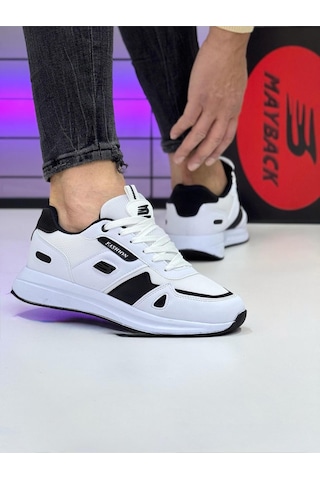 Mayback Erkek Günlük Ortopedik Sneaker Spor Ayakkabı Beyaz-siyah