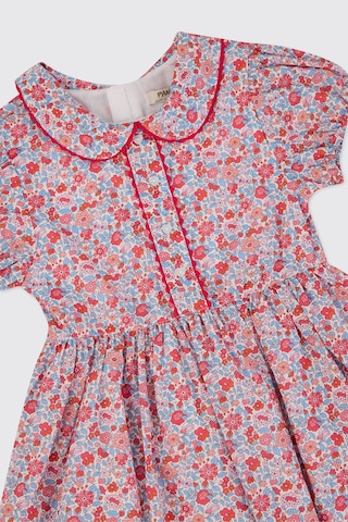 Made With Liberty Fabric Liberty Kumaş Bebe Yakalı Kız Çocuk Elbise Kırmızı