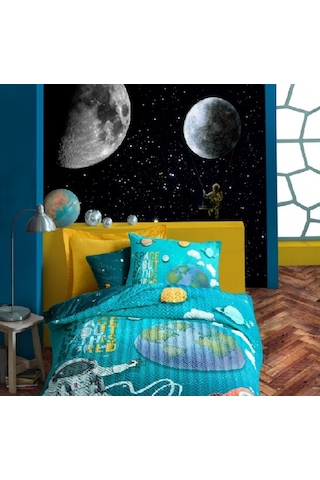 Cottonbox Little Astronaut Turkuaz Tek Kişilik Uyku Seti