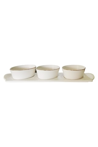 Arow Tepsili Oval 3 Parça Porselen Lüx Servis Sunum Seti Tr-2256