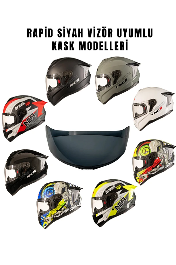 Ncr Rapid Kask Siyah Vizör Camı Standart