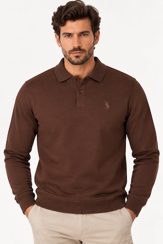 V9007 Dewberry Erkek Sweatshırt-düz Kahve