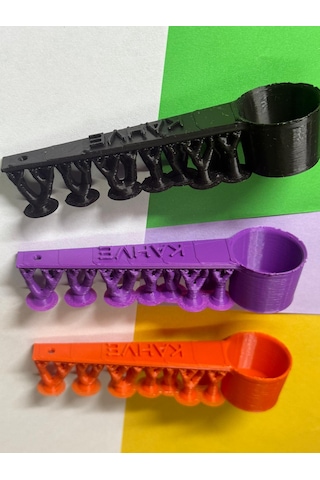 Kahve Yazılı Ağaç Gövdesi Saplı Kahve Ölçü Kaşığı 3 Lü Set Dekoratif & Ergonomik Çok Renkli