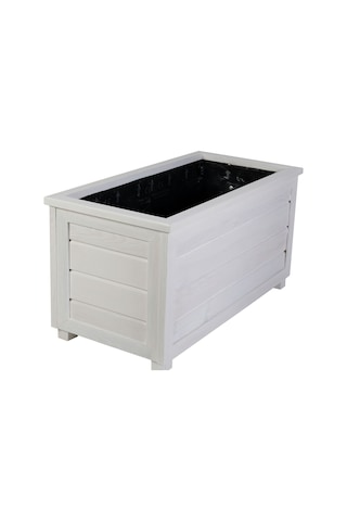 Kaf Ahşap Dekoratif Ahşap Saksı - Uzun / Beyaz