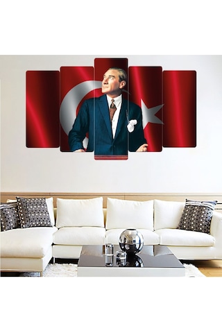 5 Parça Baş Öğretmen Atatürk Solmaz Mdf Tablo