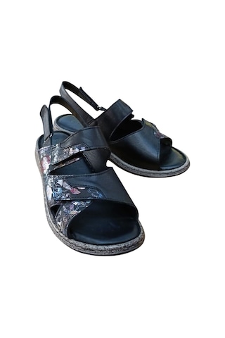 Castle Black 22383 Kadın Hakiki Deri Comfort Sandalet Siyah Siyah