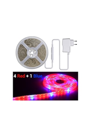 Bitkiler İçin 5m Lamba Led Büyüme Işıkları Kırmızı:mavi 3:1 4:1 5:1 Sera Topraksız Tesisi İçin + Güç Adaptörü Uk Plug 4:1 Ip65
