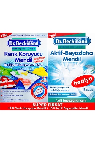 Dr.Beckmann Aktif Beyazlatıcı Mendil 15 Adet + Renk Koruyucu Mendil 12 Adet