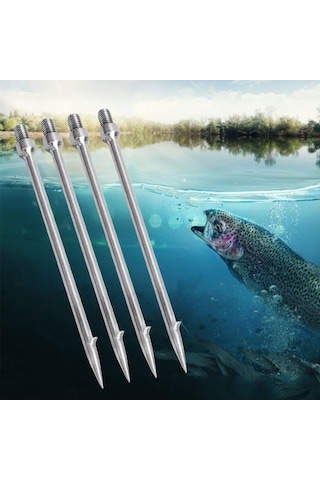 Geeroyoo 4 Adet Tek Dişli Paslanmaz Çelik Balık Mızrağı, Dairesel Tırnaklı, Kaçırmayan, 8mm Uç Parçası İle Uyumlu, Balık-fare- Somon-yılan Balığı İçin, Hafif Ve Taşınabilir Olta Aleti