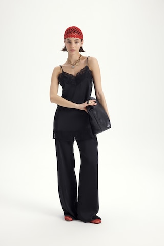 Mai Collection Mai Studios Co. Maris Dantel Detay Siyah Saten Pantolon Takım Siyah