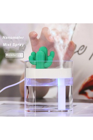 Tenfowee Cactus Şekilli Usb Nemlendirici 160ml - 7 Renkli Gece Lambası, Nano Sprey Teknolojisi, Ev/ofis Kullanıma Uygun
