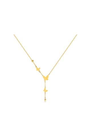 Sones Opk Gx2440 Kelebek Püskül Kolye Paslanmaz Çelik Zincir Altın