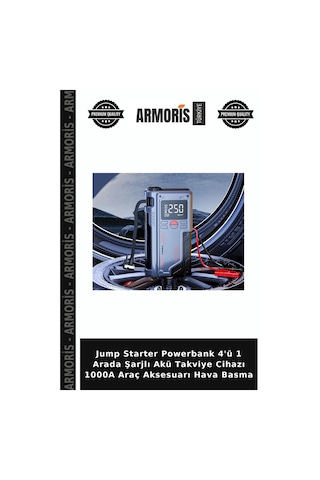 Jump Starter Powerbank 4'ü 1 Arada Şarjlı Akü Takviye Cihazı 1000a Araç Aksesuarı Hava Basma