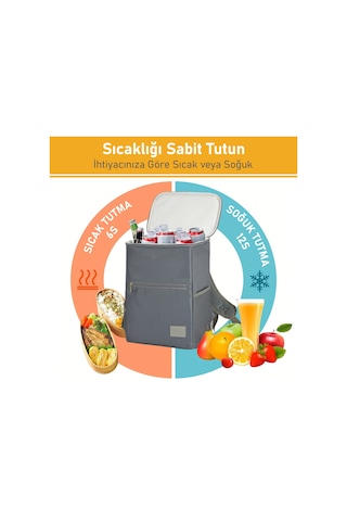 Haegs Termal Sırt Çantası Yalıtımlı Termos Soğutucu Çanta, Erkek Kadın Buzluk Çanta Soğutucu, Kamp Plaj Balıkçılık Öğle Yemeği Piknik Beslenme Yemek Taşıma Çantası Duman Gri