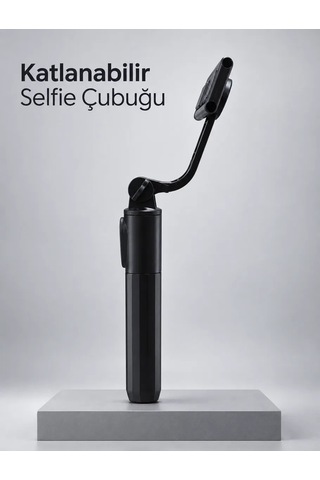 Uzaktan Fotoğraf Çekimi İçin Döndürülebilir Telefon Tutuculu Selfie Çubuğu