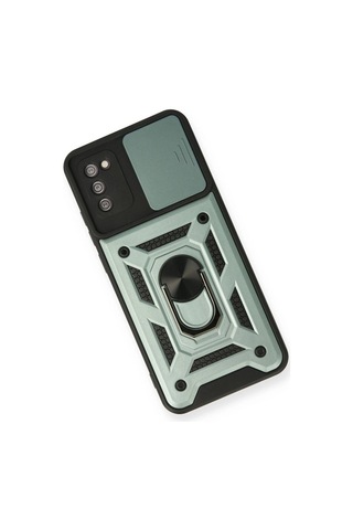 Samsung Galaxy A03s Kılıf Pars Lens Yüzüklü Silikon - Yeşil