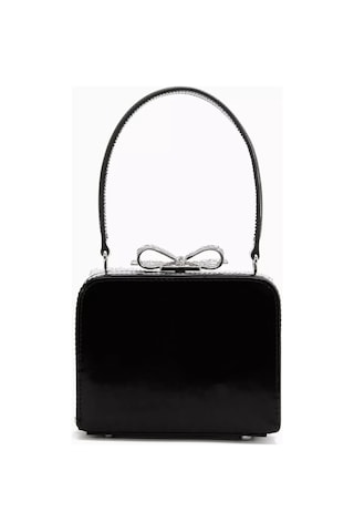 Self-portrait Micro Crystal Çanta Gümüş Deri & Kristal Fiyonk Detaylı Mini Bag Portföy Çanta Beyaz