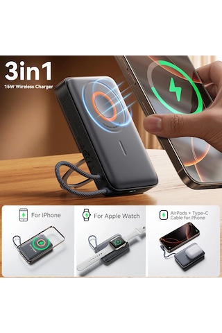 Joyroom Jr-pbm02 20w 10.000 Mah Kablolu 3 İn 1 Magsafe Powerbank Diğer