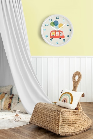 Sevimli Hayvanlar Modern Tasarım Çocuk Odası Duvar Saati - 42cm - Önü Camlı Beyaz Kasa-jh1161 Beyaz