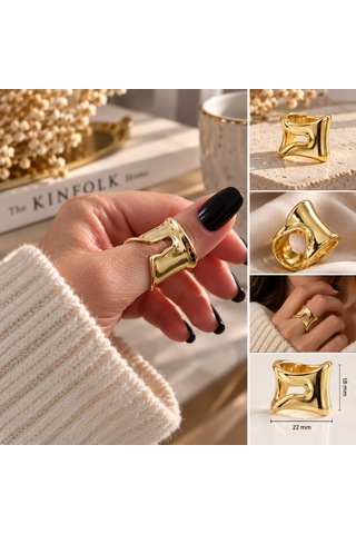 Modern Tasarım Çelik Yüzük Gold