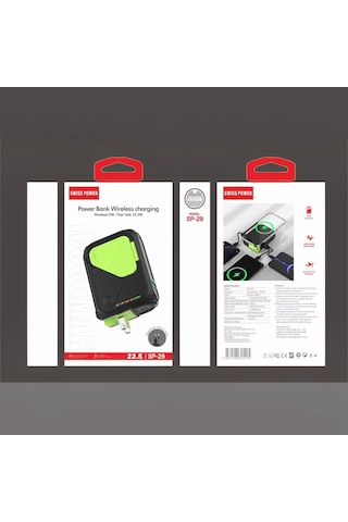 Swııspower Sp-29 22.5w 10000 Mah Wireless Powerbank - Siyah