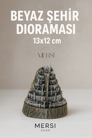 Efsanevi Beyaz Şehir Dioraması 13 12 Cm Fantastik Miniature Masa Dekoru Koleksiyon Figürü 01