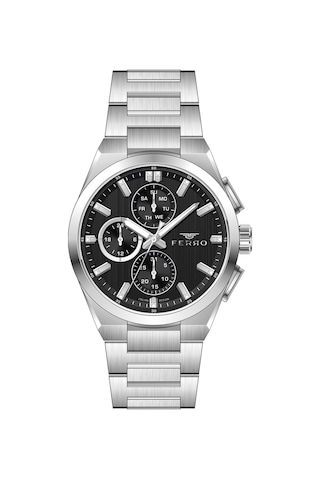 Ferro Fm43037a-a2 Quartz Çelik Gri Siyah Kadran 42 Mm Erkek Kol Saati