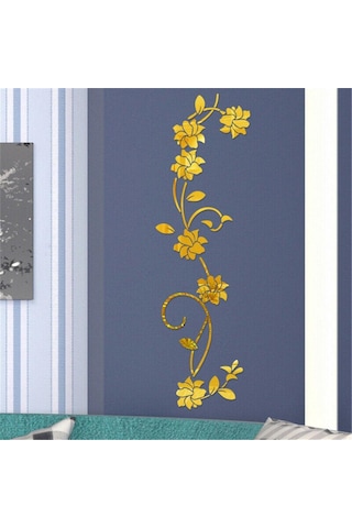 Çıkarılabilir 3d Sanat Duvar Resmi Çiçek Şekli Ayna Duvar Çıkartmaları Çıkartma Gümüş