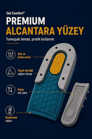 Gc26 5 Cm Jel Boy Uzatıcı Yarım Tabanlık Topuk Destekleyici Ortopedik Boy Uzatan Jel Topukluk 35-47
