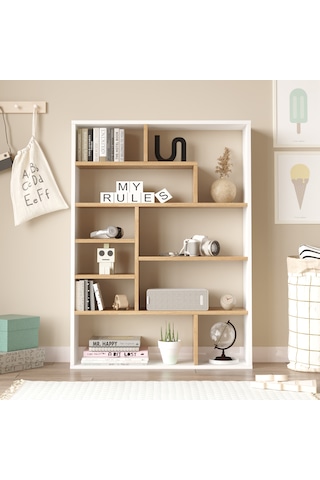 Robin Home Felix Kitaplık 124cm Sepet-beyaz