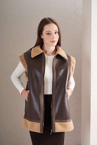 Kürklü Yelek Kahve Kahve