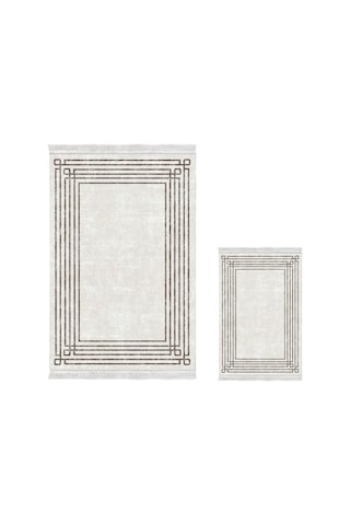 Dekoreko Kaymaz Taban Djt 3 Lü Banyo Paspas Takımı Trend Karışık Modern M5142 Bej