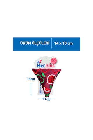 Herniks Sesli Peluş Nakışlı Köpek Oyuncağı Pizza 14 CM
