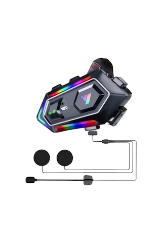 Mey İthalat Yeni Nesil Bluetooth 5.3 Motosiklet Intercom Rgb Işıklı 1000m Mesafeli