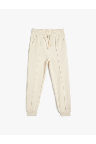 Koton Jogger Eşofman Altı Beli Bağlamalı Şardonlu Ekru 5wkb40146tk Ekru