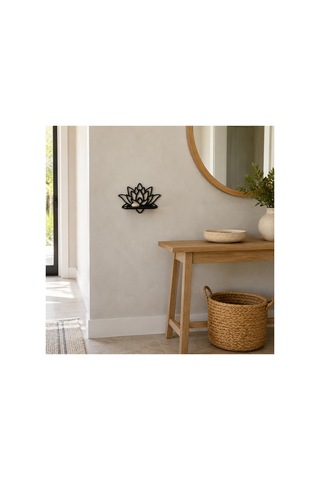 Arliadesign Lotus Çiçeği Figürlü Siyah Ahşap Duvar Dekoru 30x20 Cm