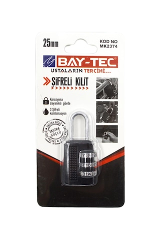 Bay-tec Şifreli Asma Kilit 25 Mm Siyah Mk-2374