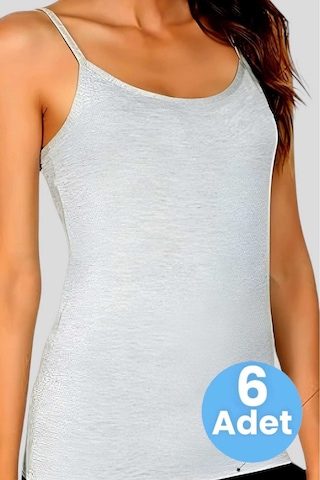 Uniquetrenders Kadın Pamuklu İp Askılı Atlet 6 Adet Gri