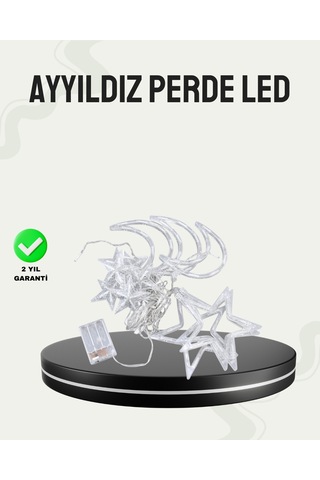 Ev Ve Organizasyon İçin Prizli Yıldız Ay Perde Led Işık 126 Led Yetişkin