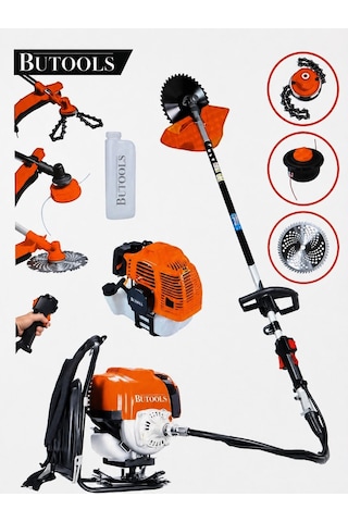 Butools BS-24 Sırt Tipi Turuncu Benzinli Motorlu Ot Çalı Tırpanı Çim Biçme Makinesi
