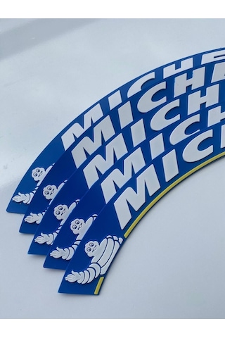 Yeni Model Michelin Mavi Beyaz Büyük Boy 3.2 Cm Lastik Yazısı Etiket Beyaz Yanak 4 Adet
