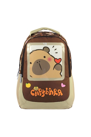 Capybara Erkek Çocuk İlkokul Okul Sırt Çantası - Kahverengi - 5209 Çok Renkli