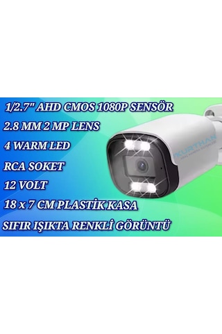2 Mp Ahd Warm Led Güvenlik Kamerası Gece Renkli Görüntü 12 Volt